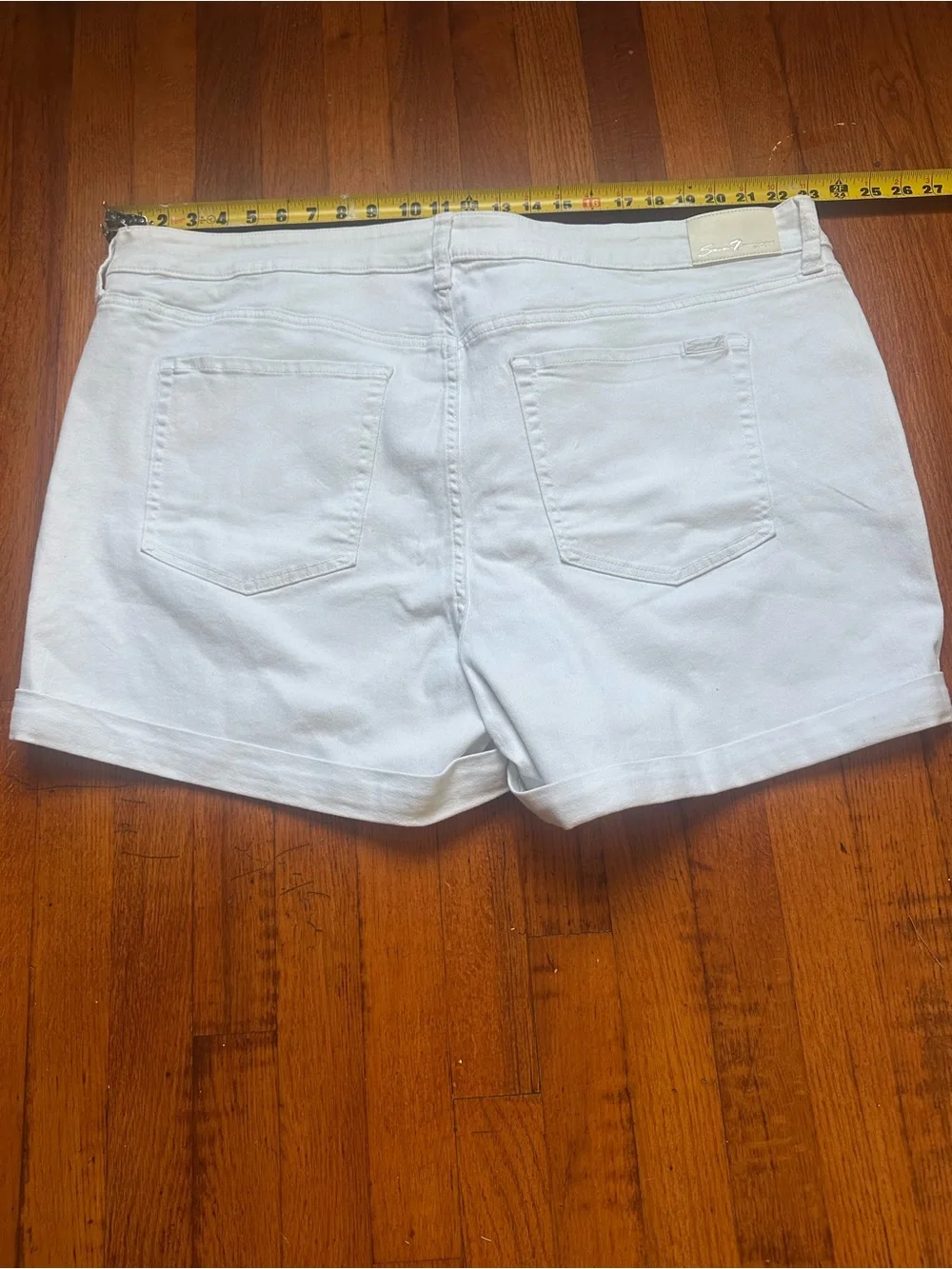 Seven7 White Cuffed Denim Weekend Shorts